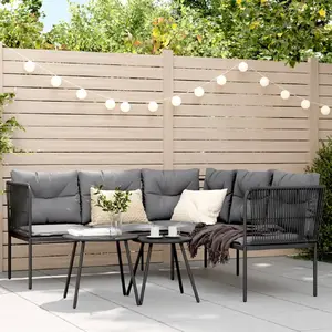 Comparateur de prix : vidaXL Ensemble de canapés de jardin et coussins noir acier textilène