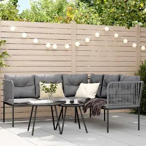 Comparateur de prix : vidaXL Ensemble de canapés de jardin et coussins noir acier textilène