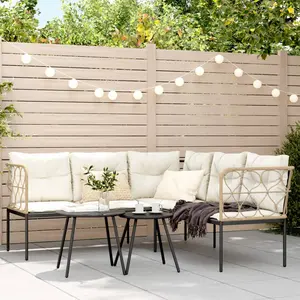 vidaXL Ensemble de canapés de jardin et coussins noir acier textilène pas cher