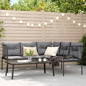 Comparateur de prix : vidaXL Ensemble de canapés de jardin et coussins noir acier textilène