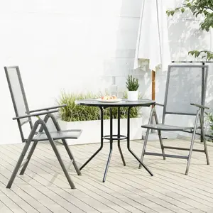 vidaXL Ensemble de chaises de jardin inclinables 3 pcs anthracite pas cher