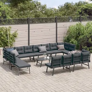 vidaXL Ensemble de bancs de jardin avec coussins 9 pcs noir pas cher