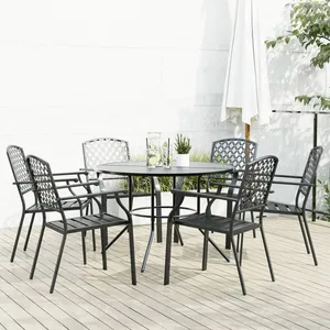 vidaXL Ensemble de chaises de jardin empilables 7 pcs anthracite pas cher