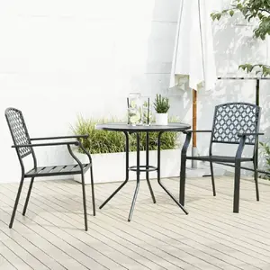 vidaXL Ensemble de chaises de jardin empilables 3 pcs anthracite pas cher