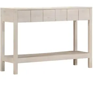 Comparateur de prix : vidaXL Table console blanc 110x35x75 cm bois de manguier solide