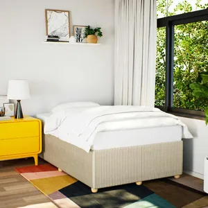 vidaXL Cadre de lit crème 120x190 cm tissu pas cher