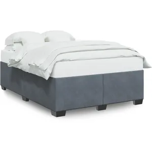 vidaXL Cadre de lit Gris foncé 140 x 200 cm Velours pas cher