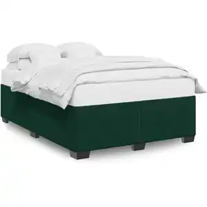 vidaXL Cadre de lit sans matelas vert foncé 140x190 cm velours 3284634 pas cher