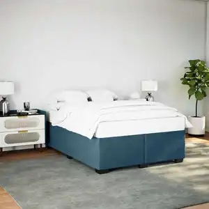 vidaXL Cadre de lit bleu 140x190 cm velours pas cher