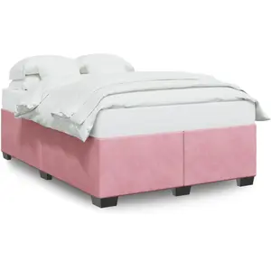 vidaXL Cadre de lit sans matelas rose 140x190 cm velours 3284636 pas cher
