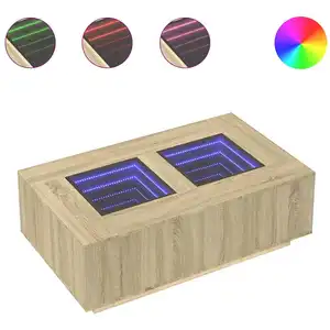 vidaXL Table basse avec LED infini chêne sonoma 116x69x40 cm pas cher
