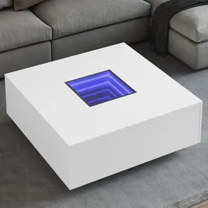 vidaXL Table basse avec LED infini blanc 100x100x40 cm pas cher