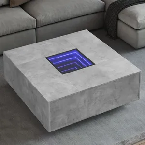 Comparateur de prix : vidaXL Table basse avec LED infini gris béton 100x100x40 cm