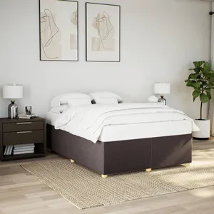vidaXL Cadre de lit sans matelas marron foncé 140x200 cm tissu pas cher