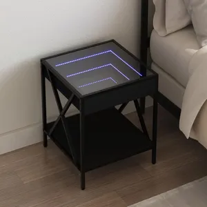 vidaXL Table de chevet avec LED infini noir 40x40x49 cm pas cher