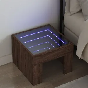 vidaXL Table de chevet avec LED infini chêne marron 40x40x30 cm pas cher