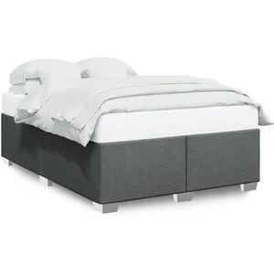 vidaXL Cadre de lit Gris foncé 160 x 200 cm Tissu pas cher