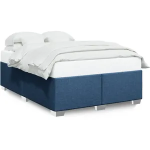vidaXL Cadre de lit Bleu 160x200 cm Tissu pas cher