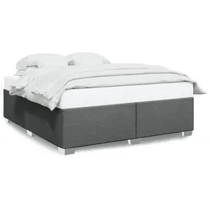 vidaXL Cadre de lit Gris foncé 180 x 200 cm Tissu pas cher