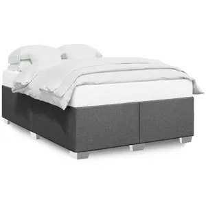 vidaXL Cadre de lit Gris foncé 140x190 cm Tissu pas cher
