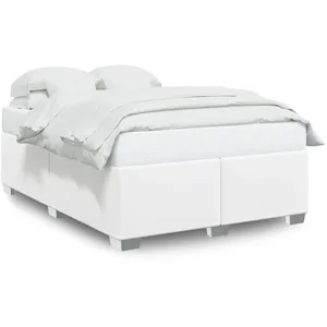vidaXL Cadre de lit Blanc 140x190 cm Similicuir pas cher