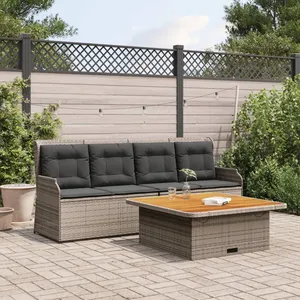 vidaXL Salon de jardin avec coussins 3 pcs gris résine tressée pas cher