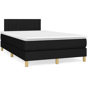 vidaXL Sommier à lattes de lit matelas et LED noir 120x190 cm tissu pas cher