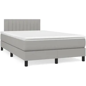 vidaXL Sommier à lattes de lit matelas LED gris clair 120x190 cm tissu pas cher