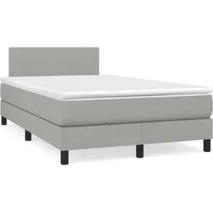 vidaXL Sommier à lattes de lit matelas LED gris clair 120x190 cm tissu pas cher