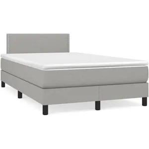 vidaXL Sommier à lattes de lit matelas LED gris clair 120x190 cm tissu pas cher