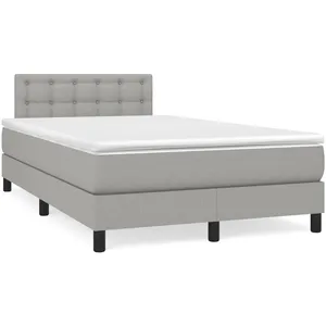 vidaXL Sommier à lattes de lit matelas LED gris clair 120x190 cm tissu pas cher
