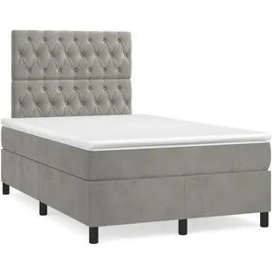Comparateur de prix : vidaXL Sommier à lattes de lit et matelas gris clair 120x190cm velours
