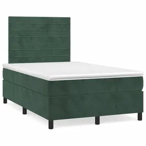 vidaXL Sommier à lattes de lit avec matelas vert foncé 120x190 cm pas cher