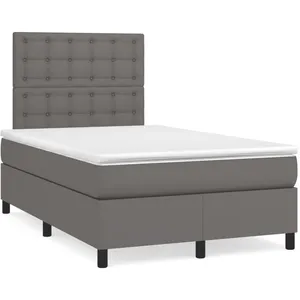 vidaXL Sommier à lattes de lit avec matelas gris 120x190 cm similicuir pas cher