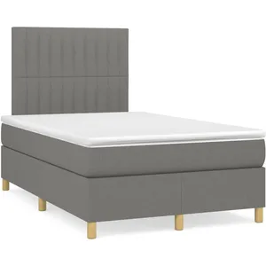 vidaXL Sommier à lattes de lit avec matelas gris foncé 120x190cm tissu pas cher