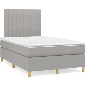 vidaXL Sommier à lattes de lit et matelas gris clair 120x190 cm tissu pas cher