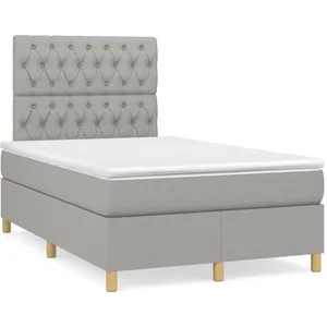 vidaXL Sommier à lattes de lit et matelas gris clair 120x190 cm tissu pas cher