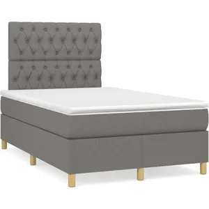 vidaXL Sommier à lattes de lit avec matelas gris foncé 120x190cm tissu pas cher