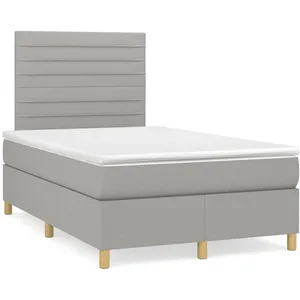 vidaXL Sommier à lattes de lit et matelas gris clair 120x190 cm tissu pas cher