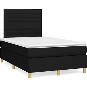 vidaXL Sommier à lattes de lit avec matelas noir 120x190 cm tissu pas cher
