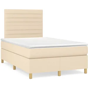 vidaXL Sommier à lattes de lit avec matelas crème 120x190 cm tissu pas cher