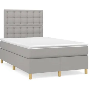 vidaXL Sommier à lattes de lit et matelas gris clair 120x190 cm tissu pas cher