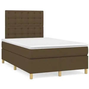 vidaXL Sommier à lattes de lit et matelas marron foncé 120x190cm tissu pas cher