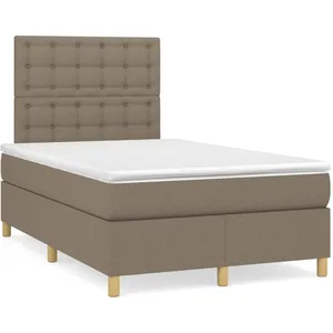 vidaXL Sommier à lattes de lit avec matelas taupe 120x190 cm tissu pas cher
