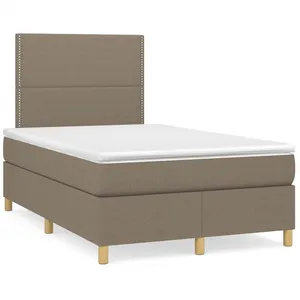 vidaXL Sommier à lattes de lit avec matelas taupe 120x190 cm tissu pas cher
