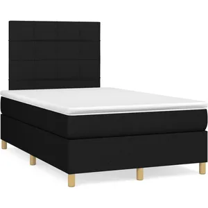 vidaXL Sommier à lattes de lit avec matelas noir 120x190 cm tissu pas cher