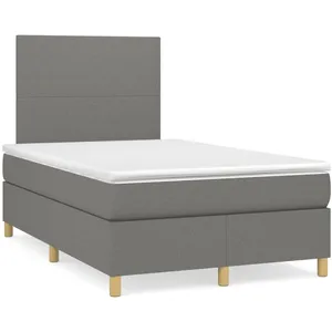 vidaXL Sommier à lattes de lit avec matelas gris foncé 120x190cm tissu pas cher