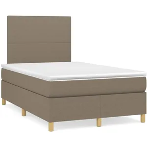 vidaXL Sommier à lattes de lit avec matelas taupe 120x190 cm tissu pas cher