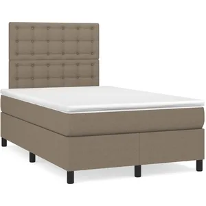 vidaXL Sommier à lattes de lit avec matelas taupe 120x190 cm tissu pas cher