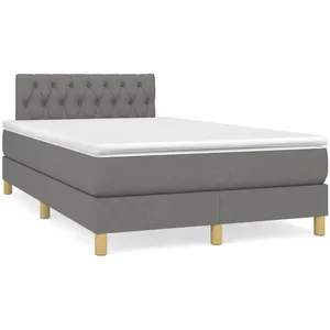 vidaXL Sommier à lattes de lit avec matelas gris foncé 120x190cm tissu pas cher